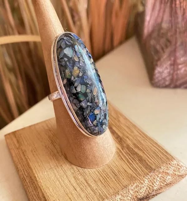 Sterling Silver Copper Ethiopian Opal  Ring Size 6 - Image 2