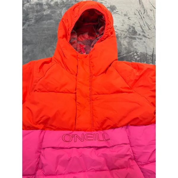 O'Neill Puffer Anorak Jacket Womens Orange Pink Colorblock Originals Medium - Image 11