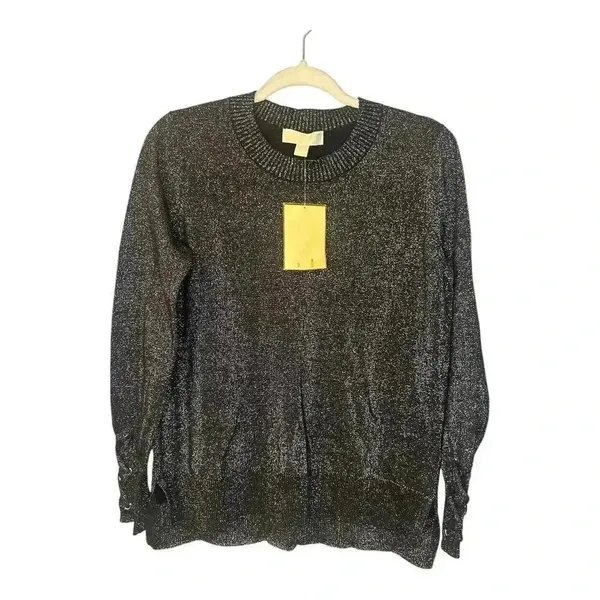 Michael Kors Womens Black Metallic Sweater,‎ Medium - Image 2