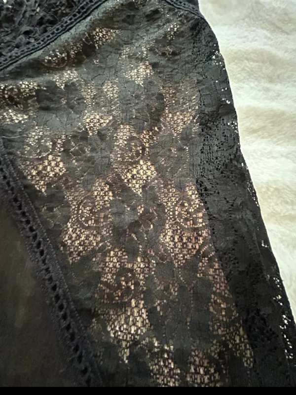 Free People ONE Black Lace Angel Dress Whimsigoth Cutout Size XS. - Image 8