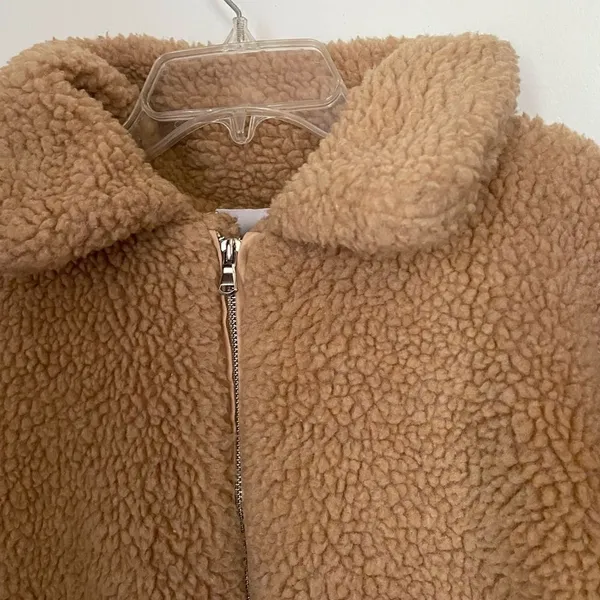 I AM GIA Teddy Jacket XS Camel Sherpa Zip Streetwear Coat Women - Image 7