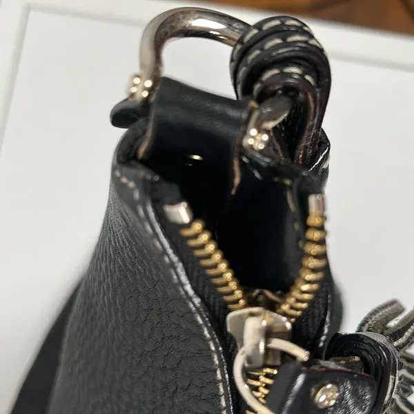 Kate Spade Black Pebbled Leather HandBag 2 Outside pockets, cloth interior - Image 8