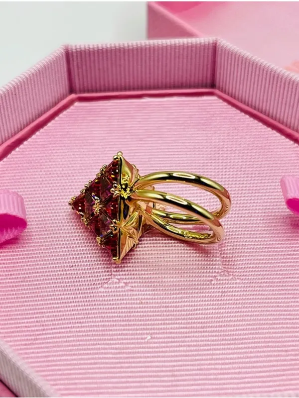 Swarovski Crystal Triangle Ring in Pink Gift Box - Image 4