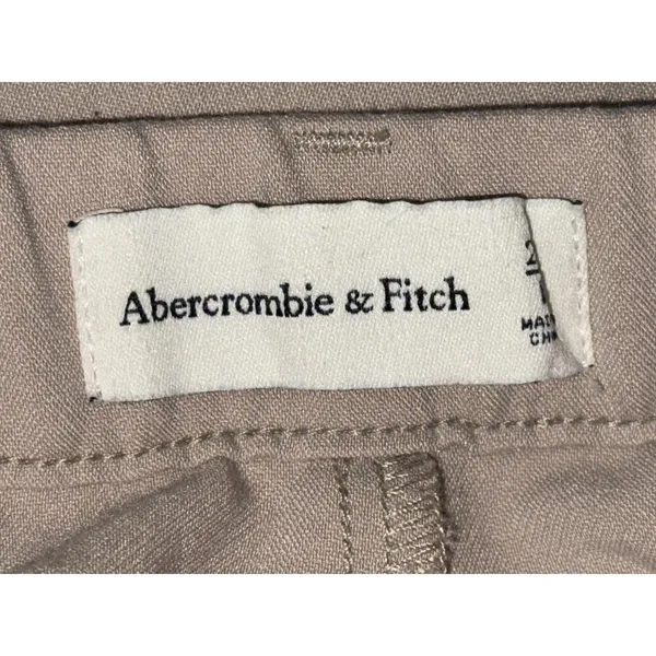 Abercrombie & Fitch Khaki Pleated High Waisted Straight Trousers Pants Size 28 6 - Image 3