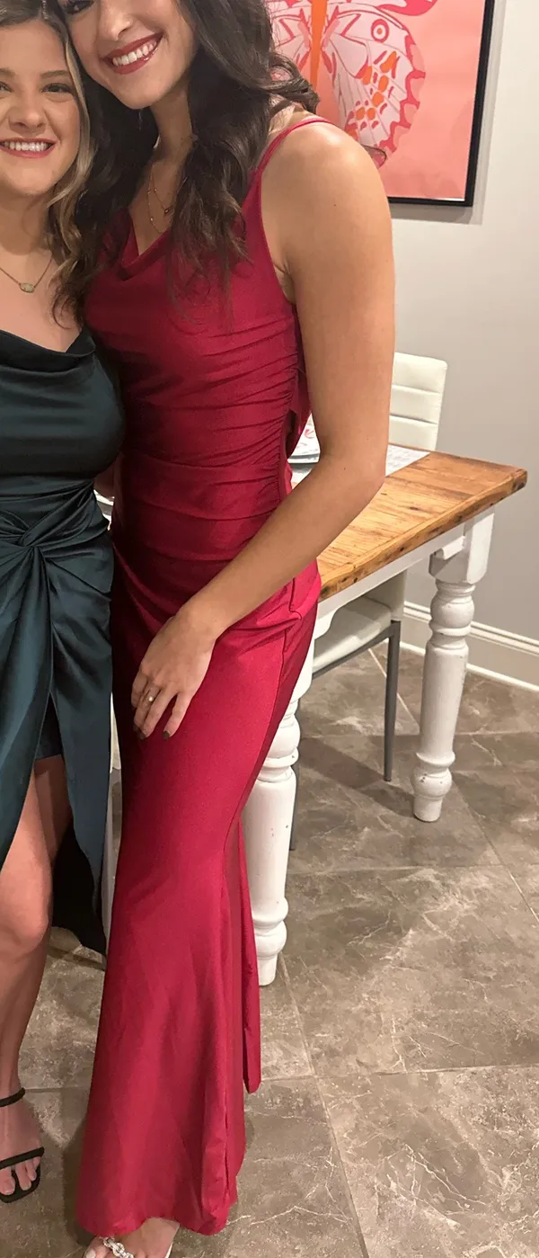 Lulus Red long silk burgundy/red formal dress - Image 2