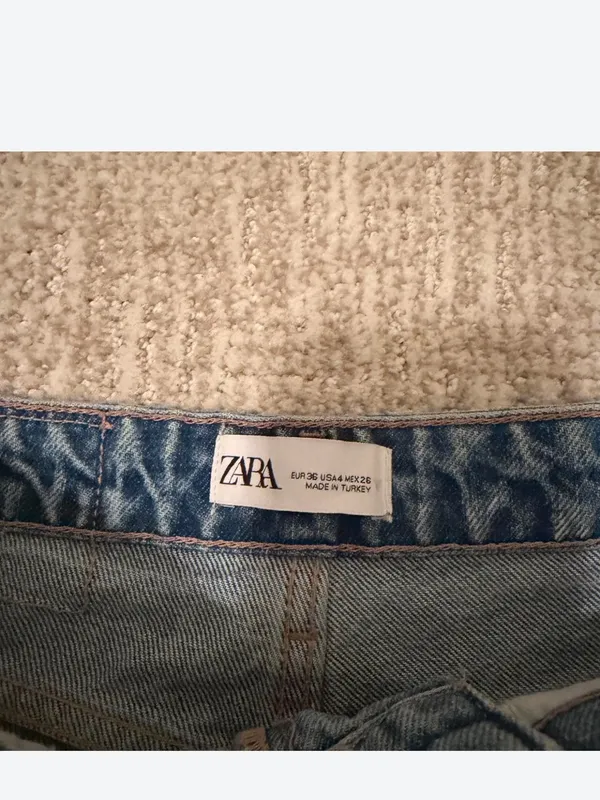 Zara Light Blue Distressed Straight leg jeans - Image 3
