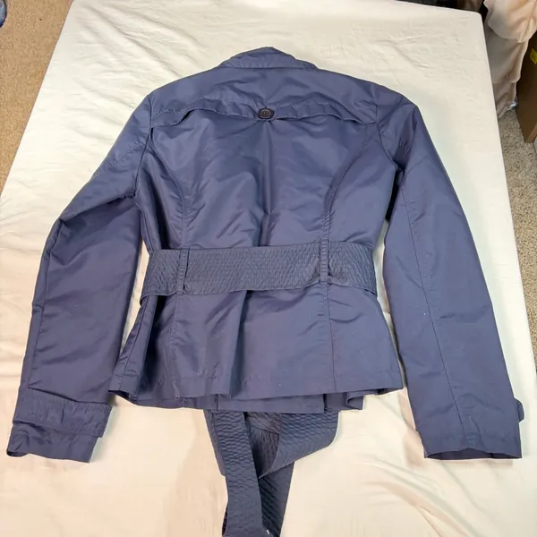 Buttons VTG Womens navy short double breasted trench coat. water resistant. Size M. - Image 5