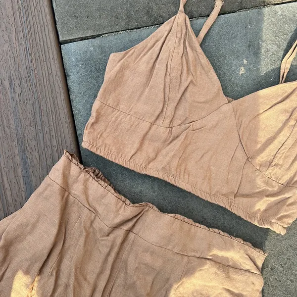 JAPNA‎ 2 PIECE BROWN LINEN SET✨ - Image 3