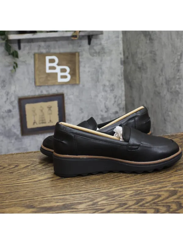 Clarks Sharon Gracie Leather Platform Loafer 26156816 Black 8W - Image 6