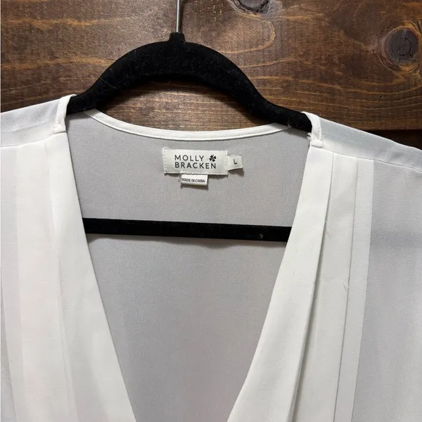 Molly Bracken Cream V-Neck Blouse - Image 2