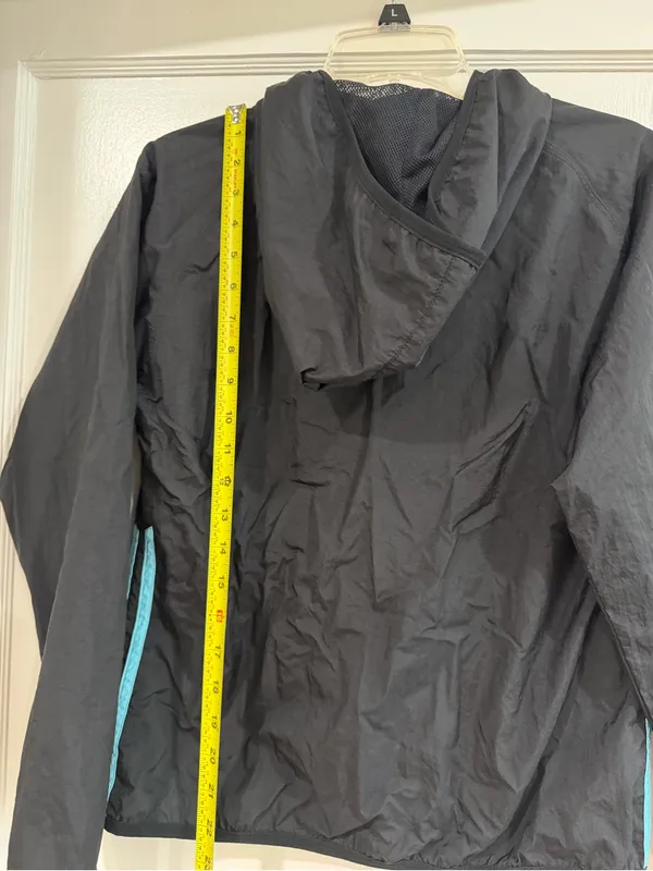 adidas Black Hooded Jacket with Aqua Trim medium - Image 7
