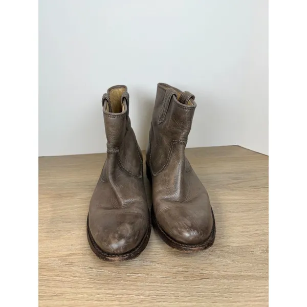 Frye Carson Pull On Ankle Boots Womens 6 Brown Leather Western Short Booties - Image 2