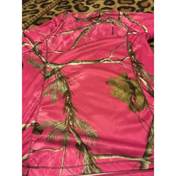 Realtree Women's Juniors Camo Pink Short Sleeve Shirt ActiveT-Shirt Size Large - Image 5