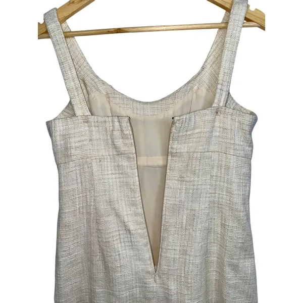 Abercrombie & Fitch Cream Beige Tweed Sleeveless Mini Dress Womens Size S Petite - Image 6