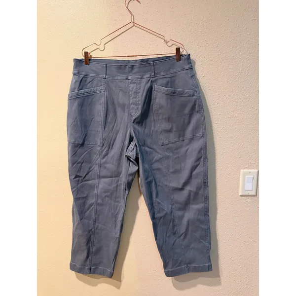 Spanx Womens Cargo Pants 3X Blue Stretch Twill Cropped Tummy Control 20399Q - Image 3