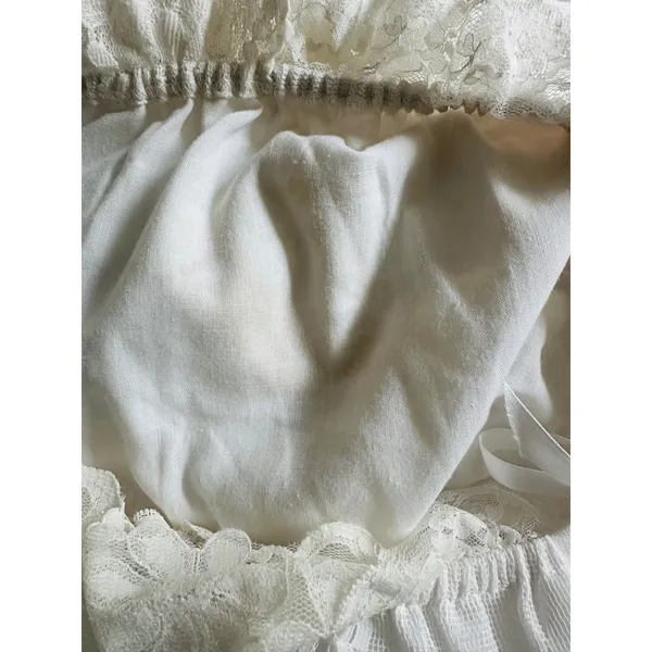 Vintage On The Rocks California White Lace Midi Dress Cottagecore Floral Rosebud - Image 9