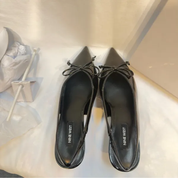 Nine West Evaa Pointy Toe Kitten Heel Pumps Faux Patent Leather Size 6.5- new! - Image 9