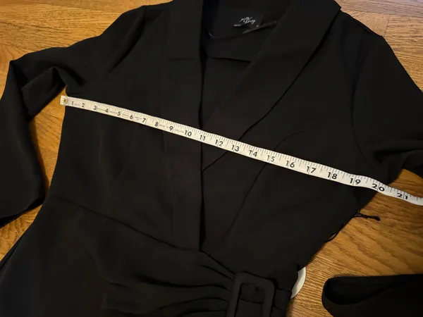 NWT chawl Lapel Faux Wrap Dress in black size M - Image 8