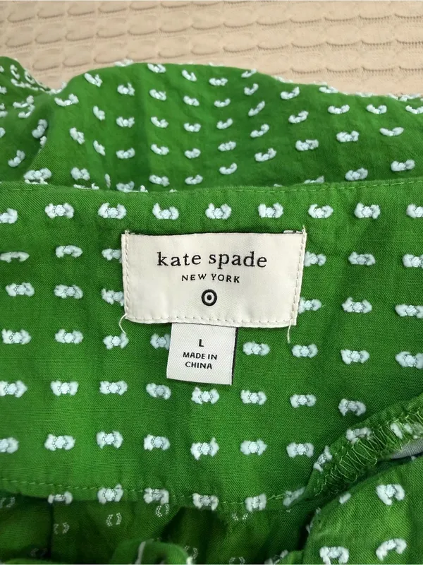 Kate Spade Bright Green Puff-Sleeve Bow-Tie Blouse - Image 4