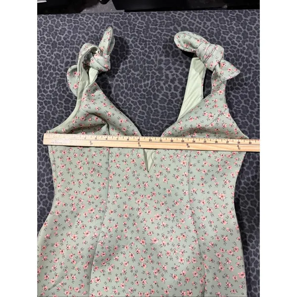 ASOS Mint Green Floral Midi Dress US 12 Tie Strap Scuba Cottagecore NWT - Image 7