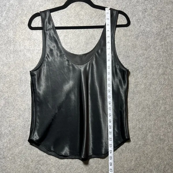 Vintage Lucie Ann II Black Satin Camisole Lingerie Tank Top Size 38 USA - Image 2