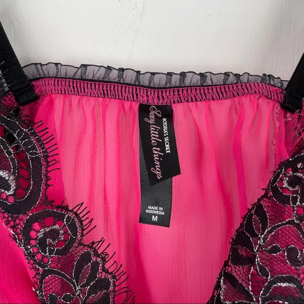 Victoria’s Secret Pink Lace Lingerie Nightie Tank Cami Top Sz Medium - Image 4
