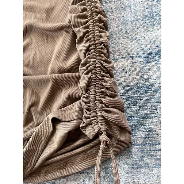 NWT! Cider Brown Ribbed Knit Ruched Side Long Sleeve Dress 1XL - Image 4