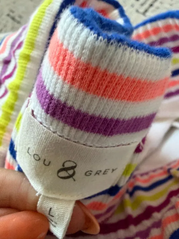 LOU & GREY White Terry Rainbow Waistband Shorts Size XL - Image 6