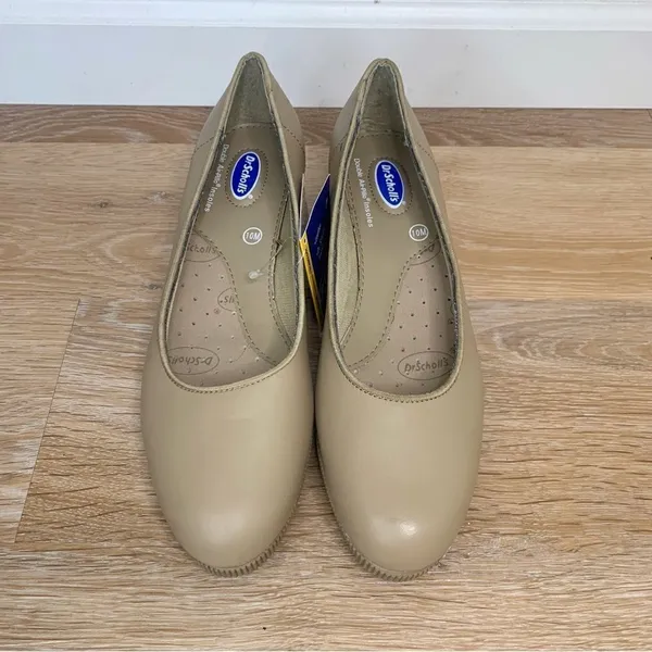 NWT Dr. Scholl’s Slip On Nude Comfort Leather Wedges, Size 10 - Image 4