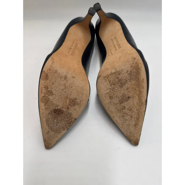 Saks 5th Avenue Vintage Saks Fifth Avenue Pumps Womens 7B Black Leather Pointed Toe Italy - Image 10