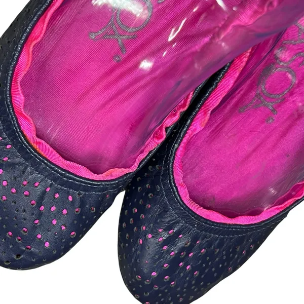 Ballasox Portable Ballet Flats Womens 8 Navy Blue Soft‎ Leather Foldable Shoes - Image 8