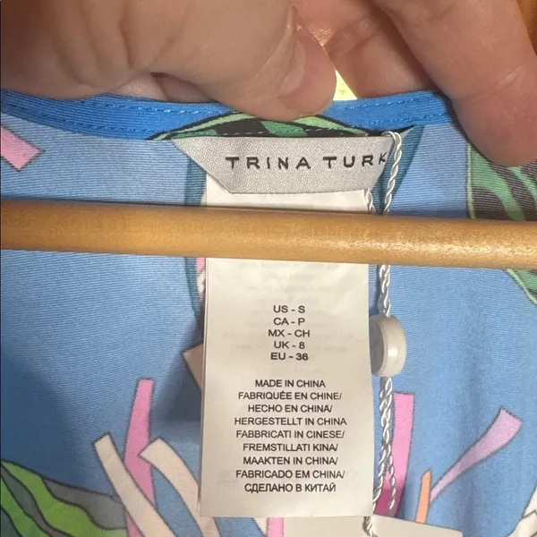 NWT Trina Turk Tahiti Cover-Up Dress Size Small Blue Tropical Print Tunic Resort - Image 5