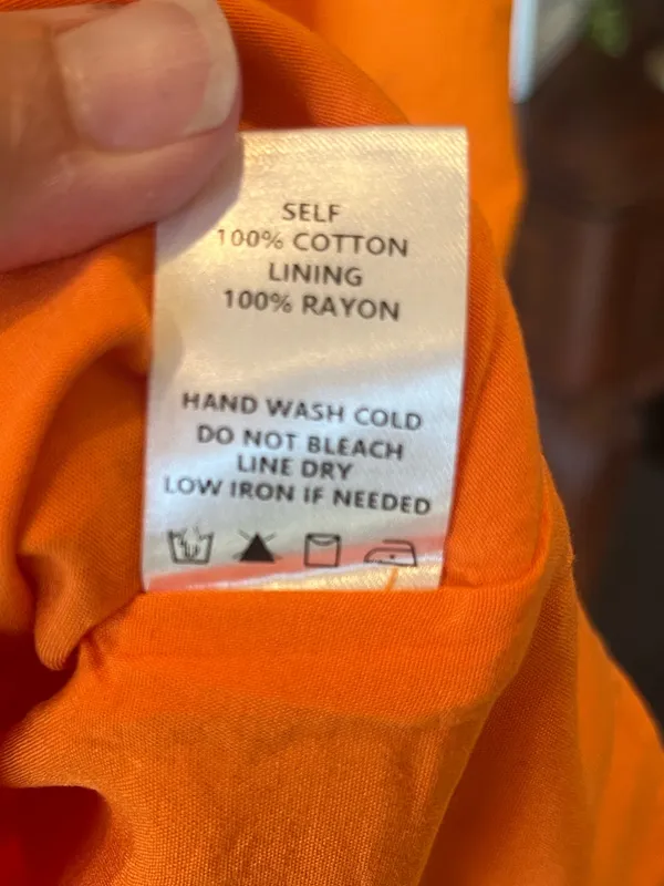 LaLavon Orange Cotton Floral Appliqué Shift Dress - Image 9