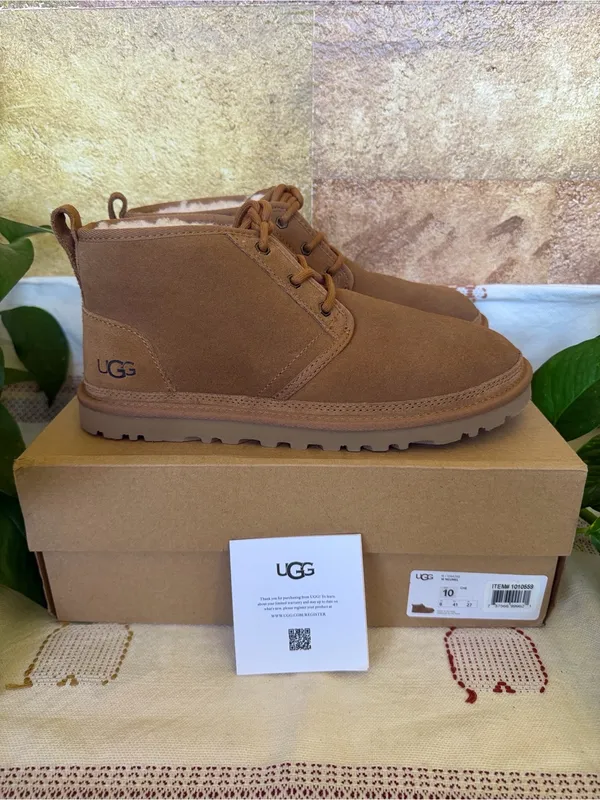 NEW UGG Women’s Neumel Suede Wool Lace-Up Chestnut Ankle Chukka Boots, Size 10 - Image 3
