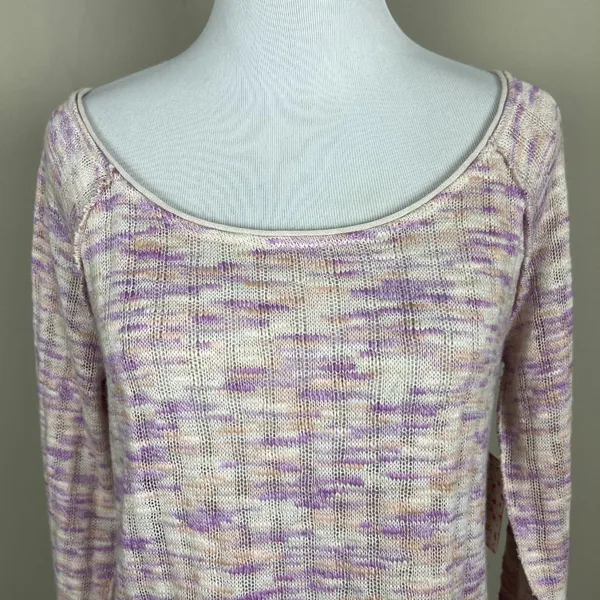 We The Free People Top Womens Medium Open Knit Spaced Out‎ Scoop Neck Thumbholes - Image 5