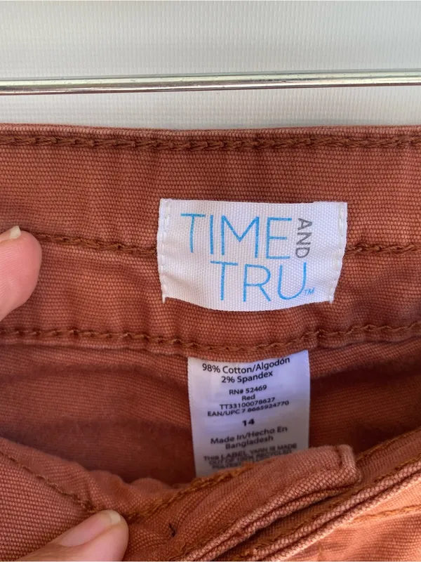 Time & Tru burnt orange cargo pocket crop pant ankle length casual summer 14 - Image 5