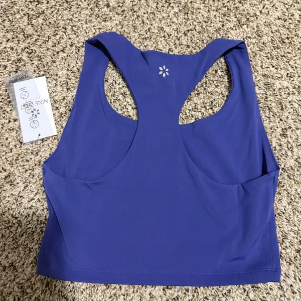 Nine West Active Women Purple Front Zip Racerback Sports Bra Crop Top Medium NEW - Image 3