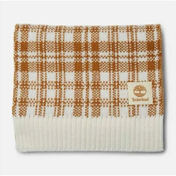Timberland‎ Buffalo Plaid Knit Scarf in Wheat/Cream Chunky Women’s Unisex OS NWT - Image 3