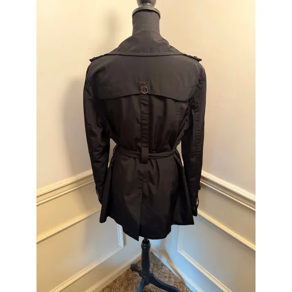 Weather Tamer Black Button-Front Trench Coat Jacket w Tie Waist Silver Utility - Image 6