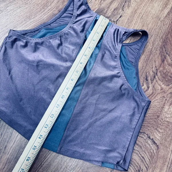 Pheel Athleta Vintage Yoga Tank Top Y2K USA Colorblock Purple Blue Active crop M - Image 5