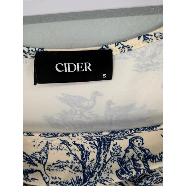 Cider Womens Mini Dress Blue Toile Print Cowl Neck Sleeveless Small - Image 5