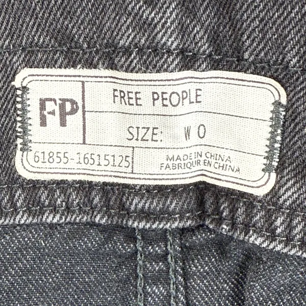 Free People Women's Denim Overalls Dress Gray Frayed Hem Mini‎ Skirt Size 0 - Image 7