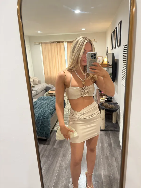 Revolve champagne two piece skirt set  - Image 3