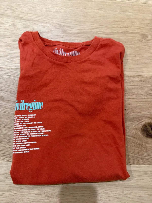 Civil Regime oversized orange graphic t-shirt - Image 4