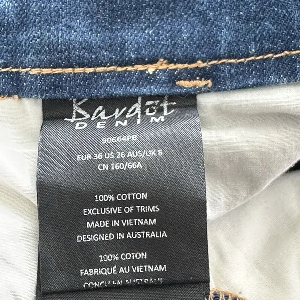 Aritzia Bardot Denim High Waist Wide Legs belted cotton Jeans Size 26 - Image 4
