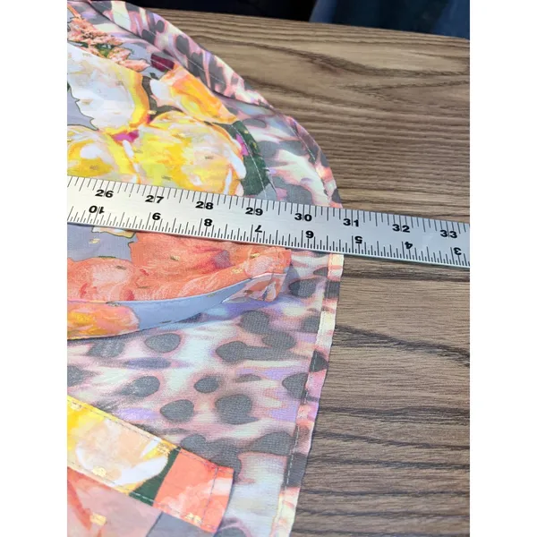Figueroa & Flower Blouse Gray Floral Leopard Metallic Sheer XL - Image 10