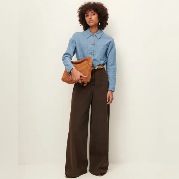 $275 New Sessun Dalt Brown Wide leg High Rise Jean - US 24 (34) - Image 3