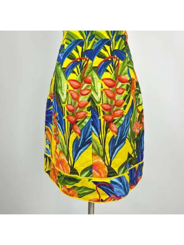 NWOT Farm Rio Bright Nature Linen Halter Mini Dress Size XS - Image 10