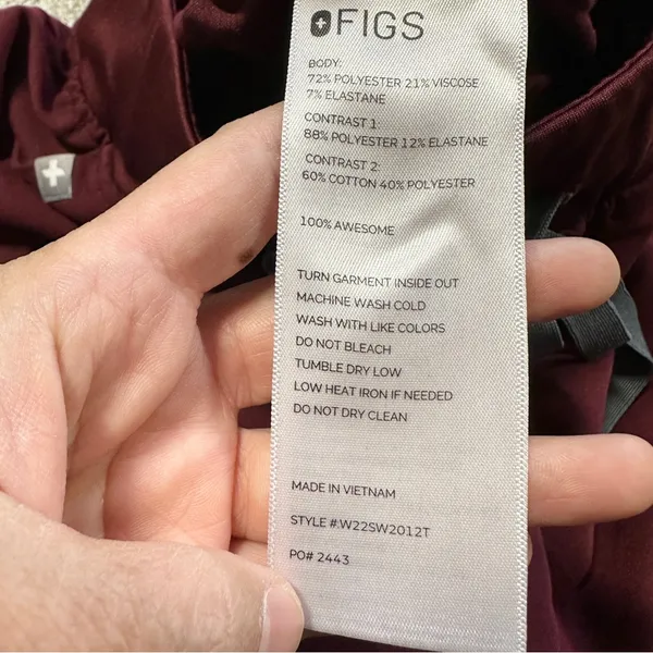 Figs Women’s High Waisted Zamora Jogger Scrub Pants Pull On in Burgundy ST - Image 11