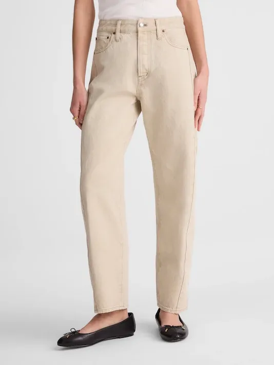 Madewell Pieced Barrel-Leg Jeans Faded Khaki Tan Beige NWT $148 Size 31 (US 12) - Image 9
